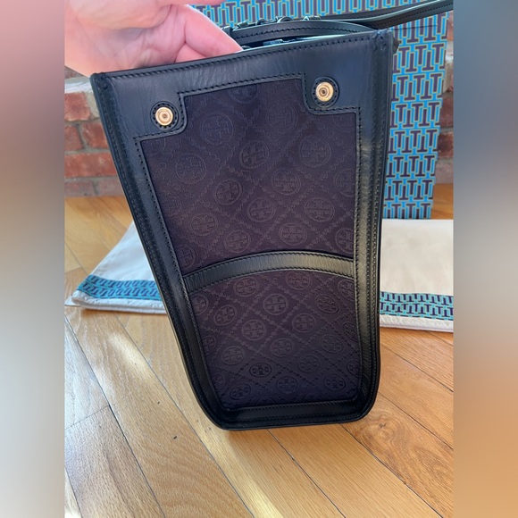 Tory Burch Black Ella T Monogram Quadrant Tote - Picture 5 of 15